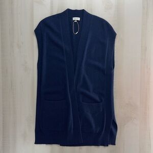 KINROSS CASHMERE navy blue oversized vest sweater L